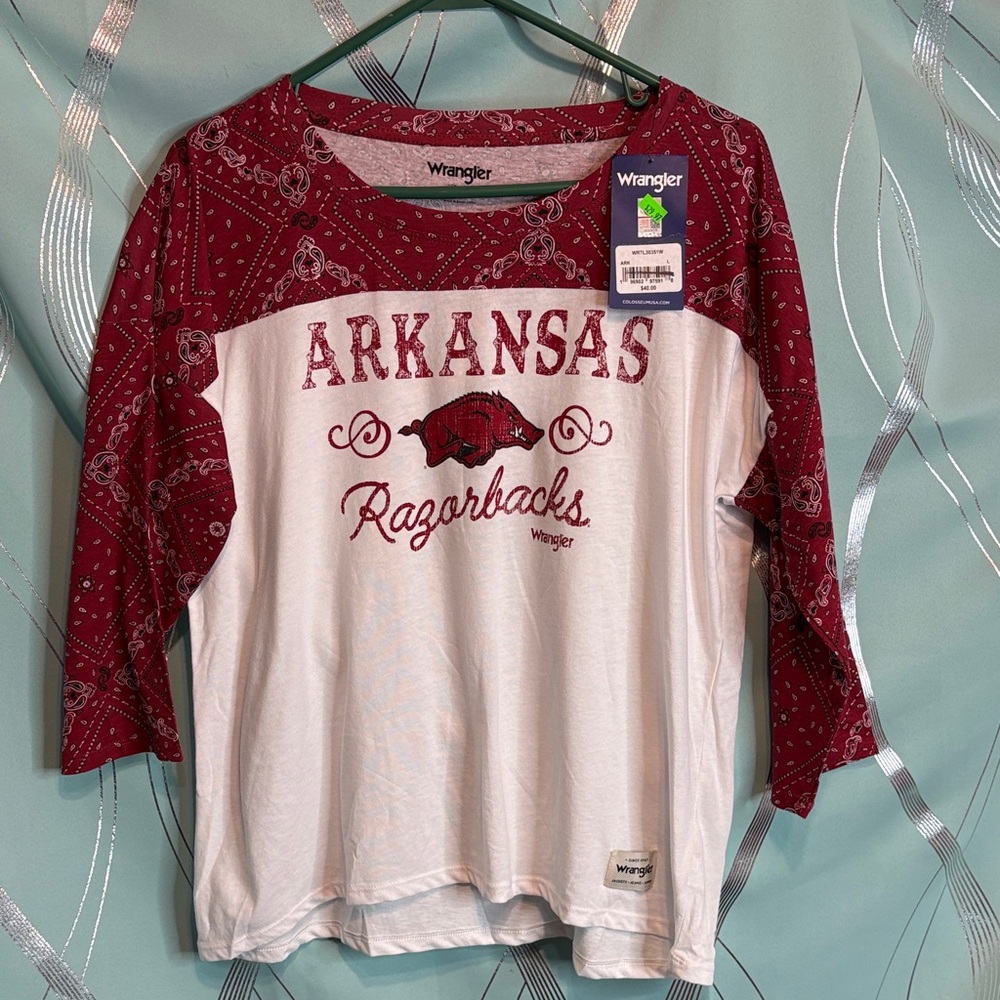 Wrangler Arkansas Razorbacks Kids Long Sleeve Tee - Red and White